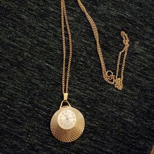 USSR Slava Gold Plated Watch Pendant Necklace